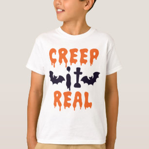 T-shirt "Creep it Real" dit avec des chauves-souris Hallow