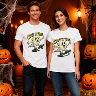 T-shirt Creep It Real Funny Halloween Ghost Skateboard