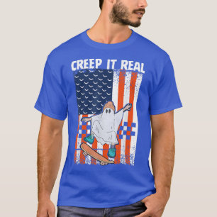 T-shirt Creep it Real Ghost Skateboard Boy Halloween Ameri
