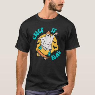 T-shirt Creep It Real Retro Skateboard Ghost Halloween
