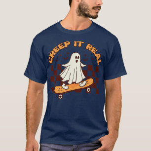 T-shirt Creep It Real Skateboard Ghost Retro Halloween