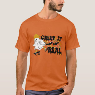 T-shirt Creep It Real Skateboard Ghost Retro Halloween