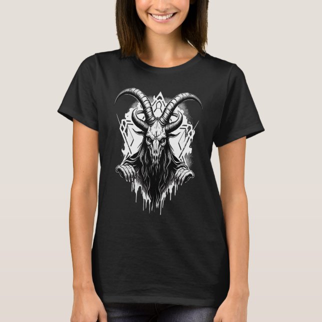 T-shirt Creepy Baphomet  Occult Gothic Demon (Devant)