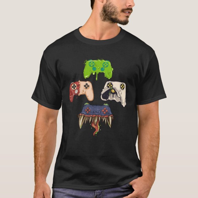 T-shirt Creepy Gaming Controller Video Games Halloween Gam (Devant)