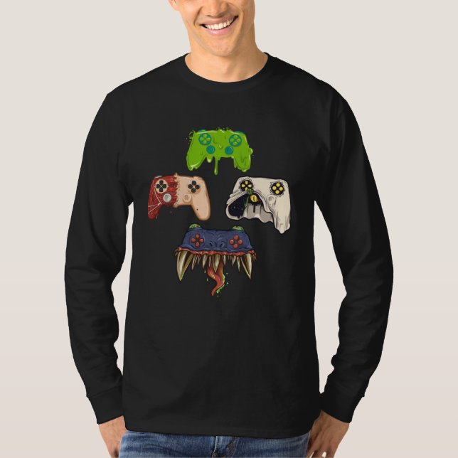 T-shirt Creepy Gaming Controller Video Games Halloween Gam (Devant)