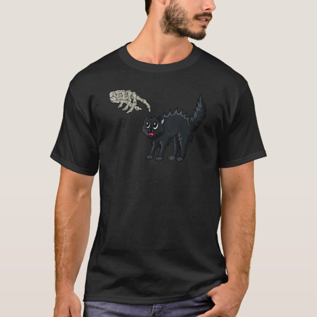 T-shirt Creepy Halloween Skeleton Hand Pointing On scared  (Devant)