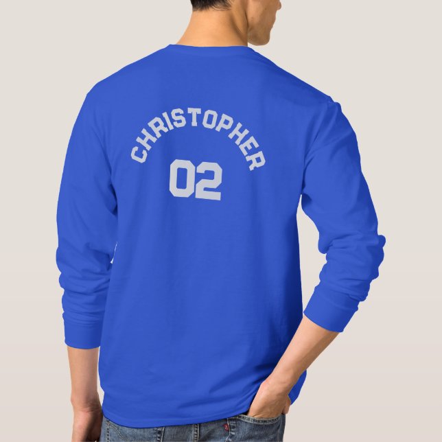 T-shirt Créer le nom du joueur Numéro Jersey Hommes Longue (Dos)