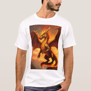 T-shirt Créez un dragon d'or et de feu mignon et moelleux