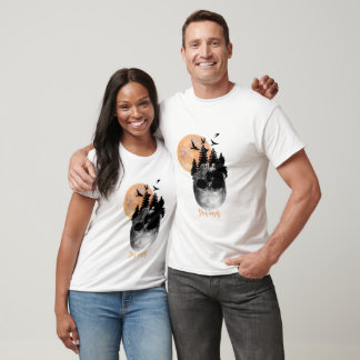 T-shirt Créez votre propre crâne de vie Lune et oiseaux