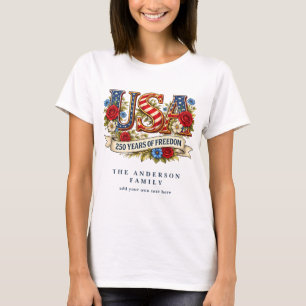 T-shirt Créez Votre Propre Floral USA 250 Ans de Liberté