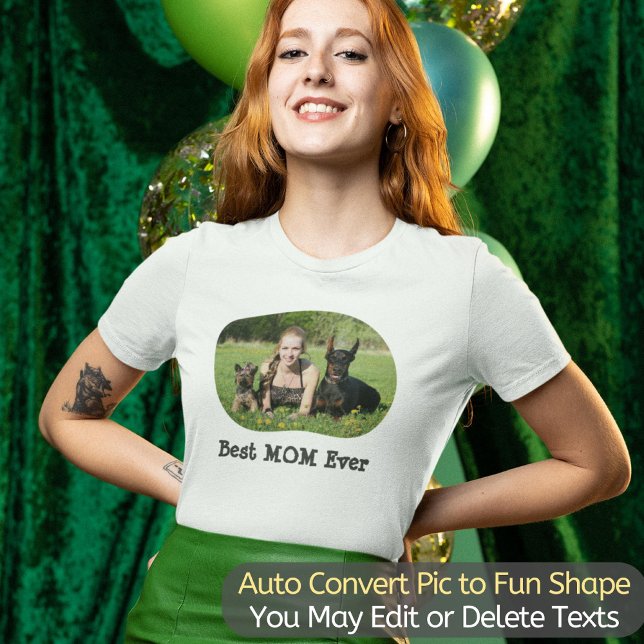T-shirt Créez votre propre photo personnalisée meilleure M (Upload your photo and it will be automatically transformed to a fun Curve Shape.)