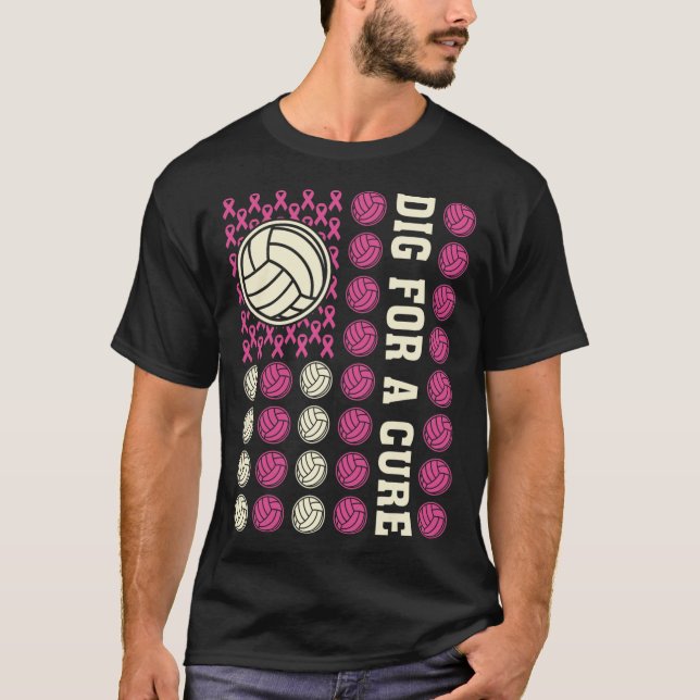 T-shirt Creg Pour Le Ruban Cure Volleyball Rose Cancer Du  (Devant)