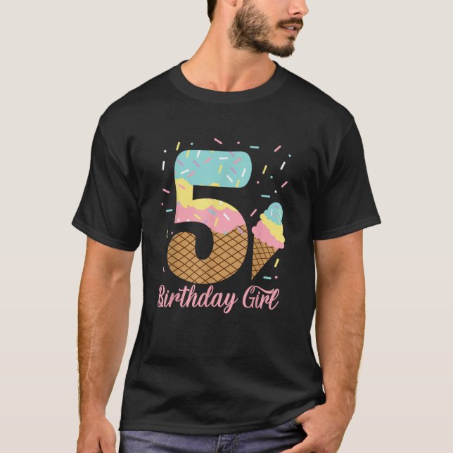 T-shirt Crème de glace 5e anniversaire fête Sweet 5 ans Gi (Devant)