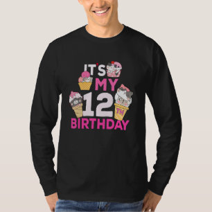 T-shirt Crème De Glace Chat C'Est Mon 12ème Anniversaire G