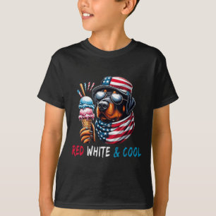 T-shirt Crème De Glace Rouge Blanc Et Cool 4 juillet Chien