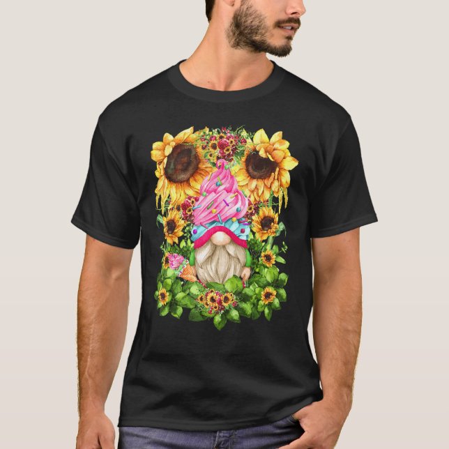 T-shirt Crème glacée aux fraises roses Gnome pour femmes m (Devant)