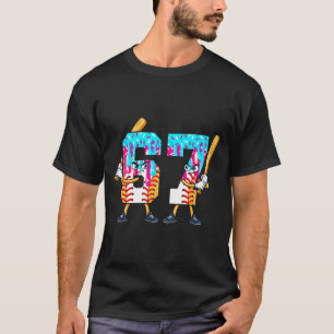 T-shirt Crème Glacée Baseball 67 Six Sept Joueur Cool 6 7