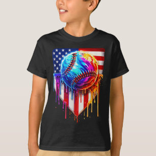 T-shirt Crème glacée de baseball American Drapeau