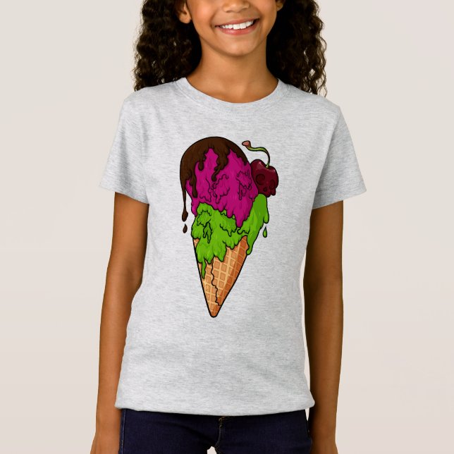 T-Shirt Crème glacée de crâne de Berry doux mortel (Devant)