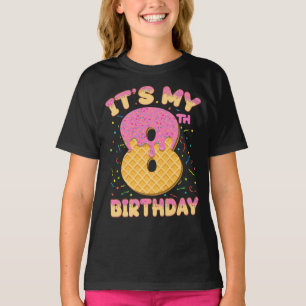 T-shirt Crème glacée mignonne C'est mon 8ème anniversaire