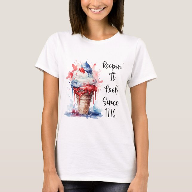 T-shirt crème glacée Patriotique 4 juillet (Devant)