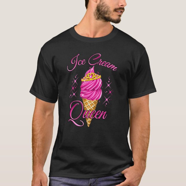 T-shirt Crème glacée Queen rose framboise crème glacée (Devant)
