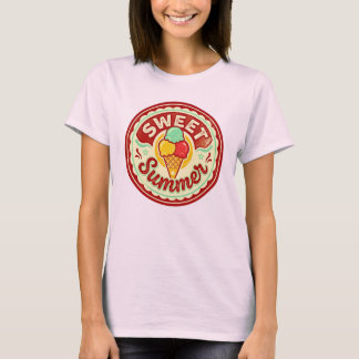 T-shirt Crème Glacée Rétro D'été Sucrée