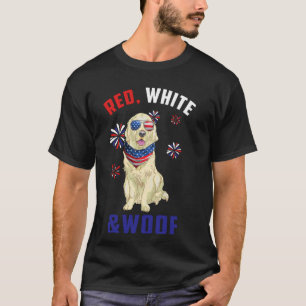 T-shirt Crème Rouge Blanc Et Paillée Golden Retrieve Chien