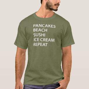 T-shirt Crêpes Plage Sushi Glace Répéter