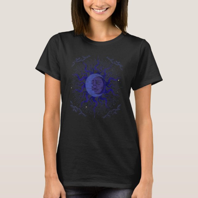 T-shirt Crescent Moon Boho Aesthetic Moon Sun Astrology (Devant)