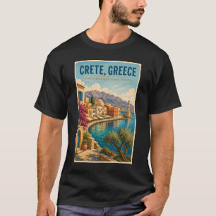 T-shirt Crète Grèce Illustration Voyage Art Vintage