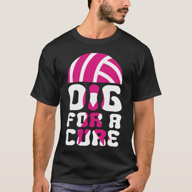 T-shirt Creuse Pour Un Volleyball Cure Octobre Cancer Du S (Devant)