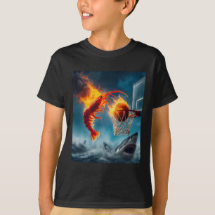 T-shirt Crevette qui plonge sur un requin Mème de pêche dr