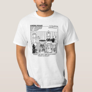T-shirt "Crevette rose bande dessinée de paix d'échecs s