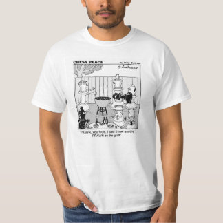 T-shirt "Crevette rose bande dessinée de paix d'échecs sur