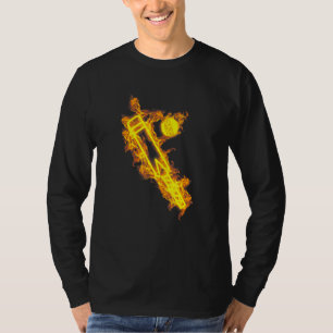T-shirt Cricket Batte De Cricket Et Ball Flamme Batsman Cr