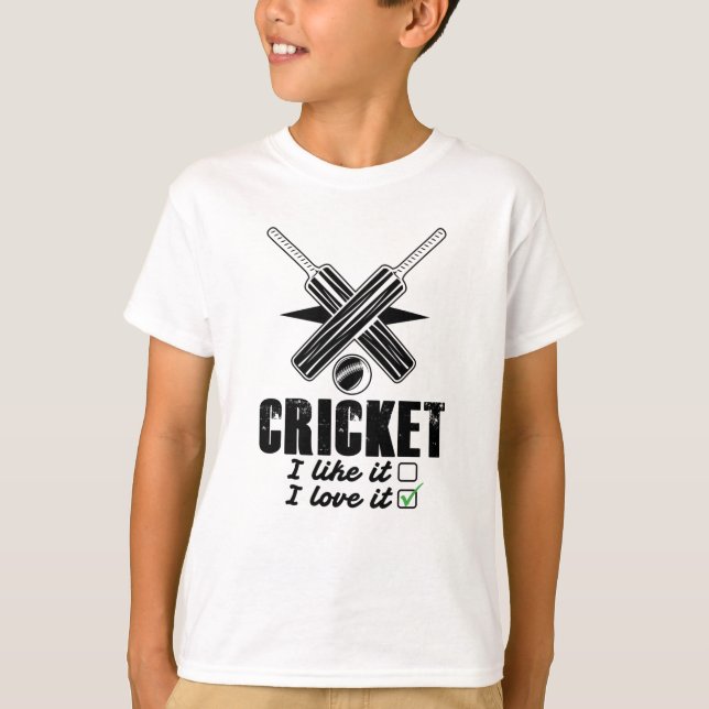 T-shirt Cricket, je ne l'aime pas, je l'aime (Devant)