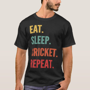 T-shirt Cricket Manger Sleep Cricket Répéter