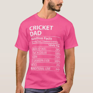 T-shirt Cricket Papa Nutrition Faits Drôle Cricket Papa