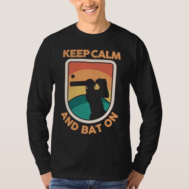 T-shirt Cricket Player Cricketer Athlete Keep Calm And Bat (Devant)