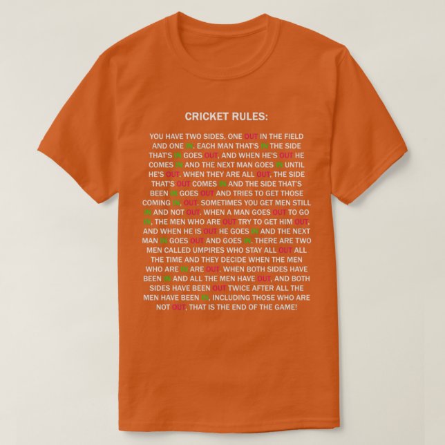 T-shirt Cricket Rules New Edition 1 (Design devant)