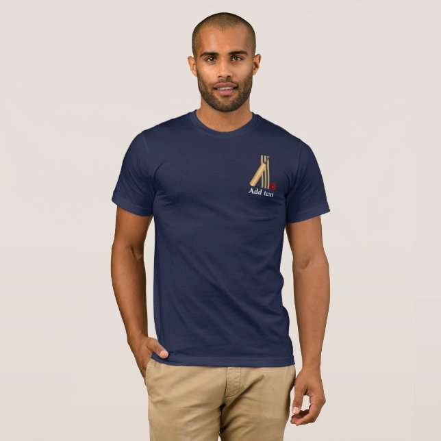 T-shirt Cricket - Wicket, chauve-souris et Modèle de balle (Devant entier)