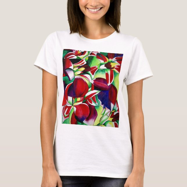 T-shirt Crimson tropical Singapour Orchidées fleuris (Devant)