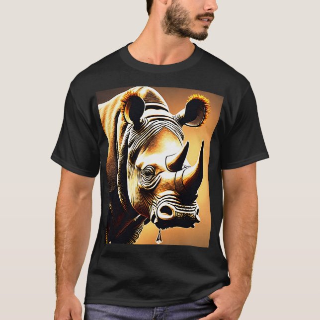 T-shirt Cristal Horn Rhinoceros : Élégant et détaillé (Devant)