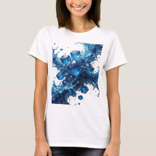 T-shirt Cristaux de glace bleus argentés ludiques dans des