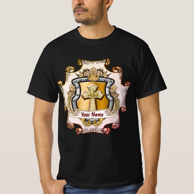 T-shirt Cristos Cross Shield Surname (Devant)