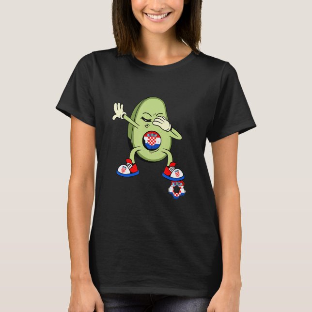 T-shirt Croatia Dabbing Avocado Croatian Flag Hrvatska Soc (Devant)