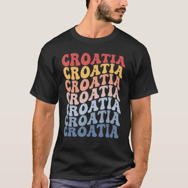 T-shirt Croatia Groovy Retro Croat (Devant)