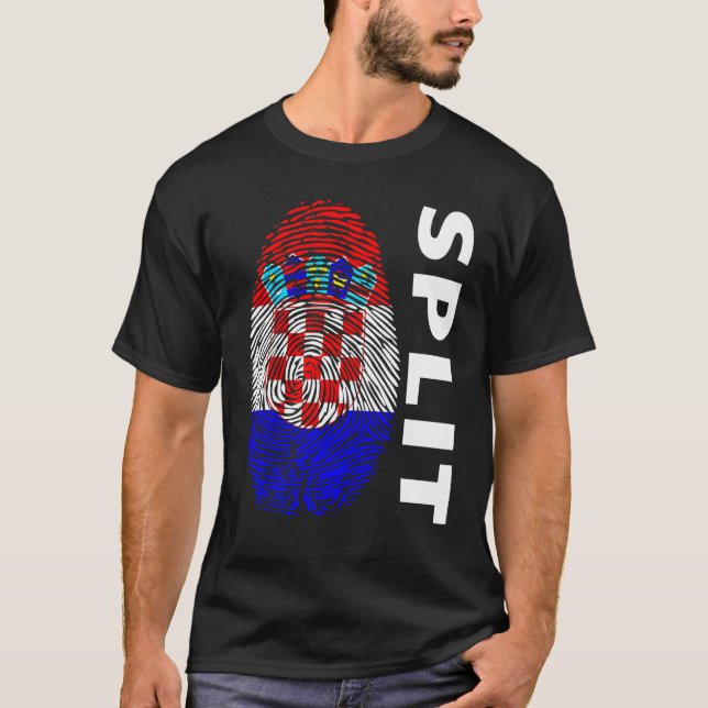 T-shirt Croatian flag fingerprint motif split (Devant)
