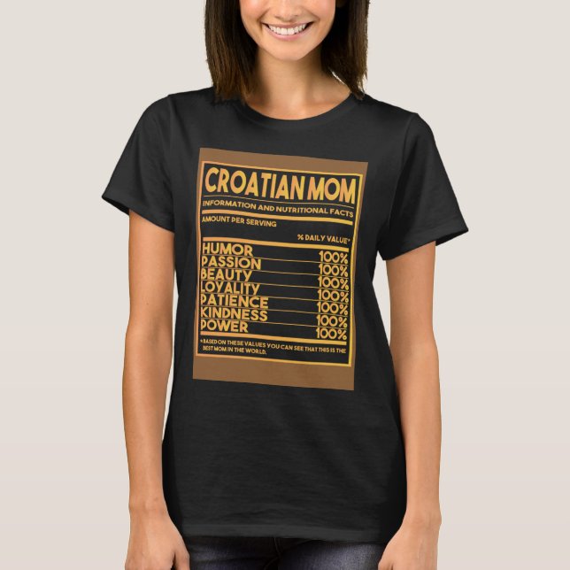 T-shirt Croatian Mom Nutritional facts (Devant)